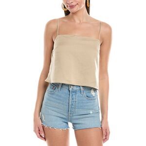 Onia Womens Air Square Neck Linen-Blend Tank, Brown